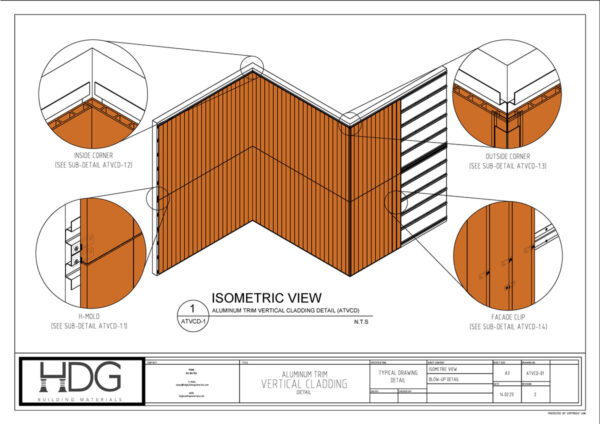 Thumbnail Image of Resysta Technical Drawing for Aluminum Trim, Vertical Cladding Detail PDF