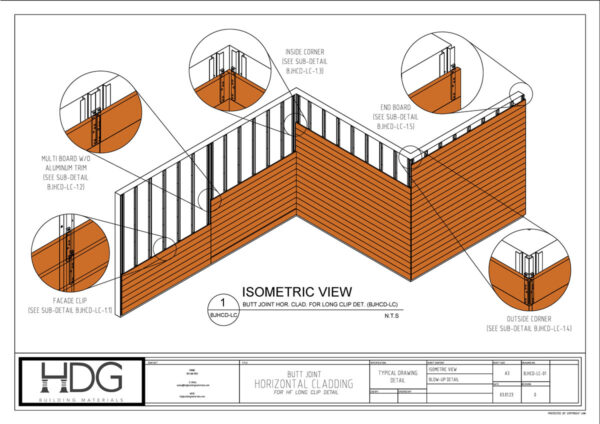 Thumbnail Image of Resysta Technical Drawing for Butt Joint Horizontal Cladding for Long Clip Detail PDF