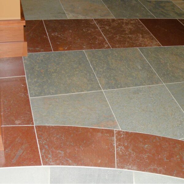 HDG Perlino Red Limestone and Rusty Black Slate Flooring Contrast 1600x