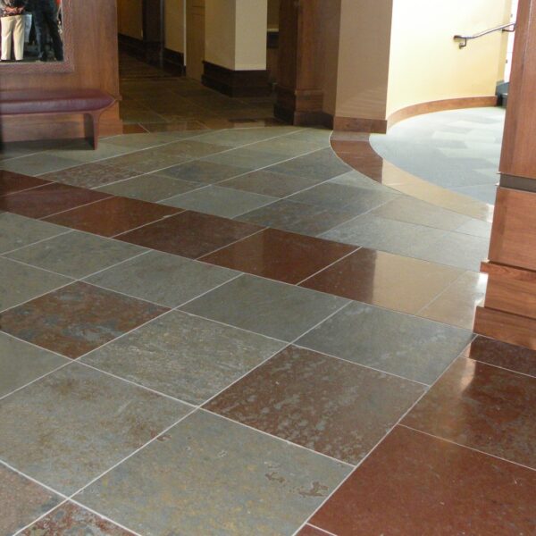 HDG Perlino Red Limestone and Rusty Black Slate Flooring i