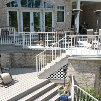 Residential DuxxBack Dekk Waterproof Deck In Multiple Levels with Stairs and Drains Shown