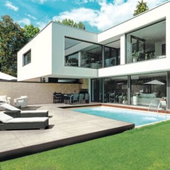 Trevino Pearl Travertine Porcelain Paver Pool Decking