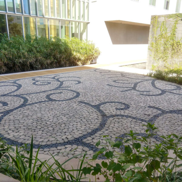 Stone Courtyard at New Orleans Bioinnovation Center Returns Rainfall to Ground Instead of Runoff
