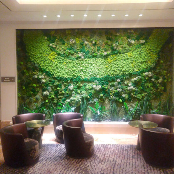 Hotel Bar Biophilic Design feature Live Green Wall