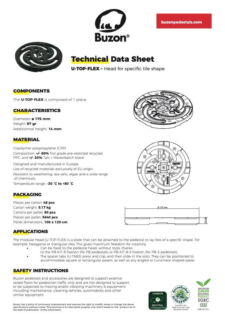 Screenshot of U-TOP-FLEX Technical Data Sheet