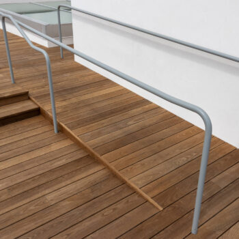 Accessible Ramp Made with Thermo Ash Decking Over Buzon Pedestals with Top Slope Corrector