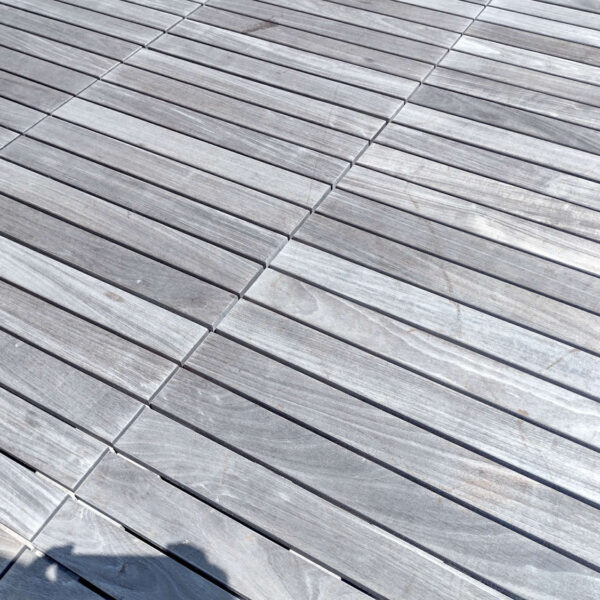 Closeup of Weathered Ipe Decking Left to Grey Naturally in the Sun and Elements