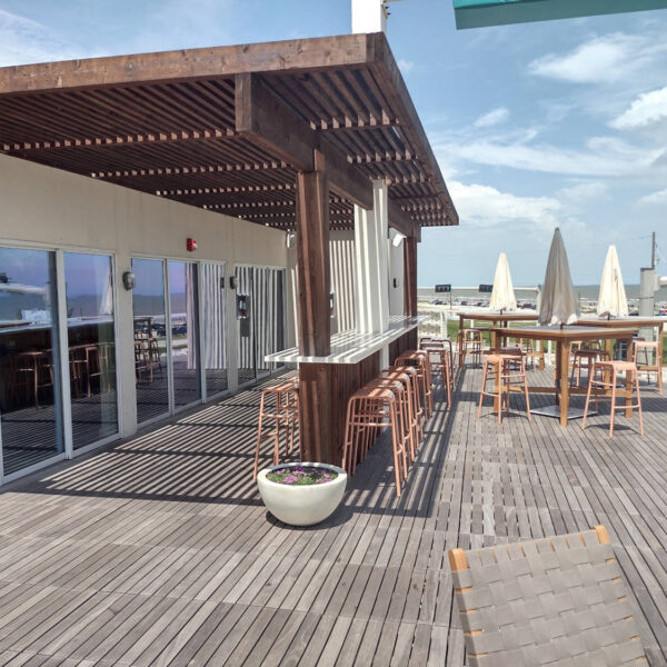 Ipe Decking Weathering to an Attractive Silvery Grey at Sun Soaked Hotel Lucine Rooftop Terrace