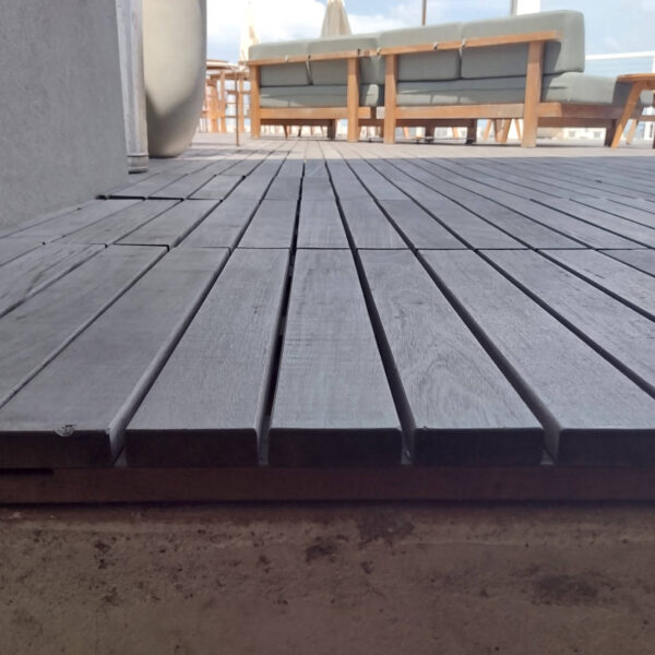 Weather Ipe Decking with Silverly Grey Patina at Hotel Lucine Rooftop Deck Terrace