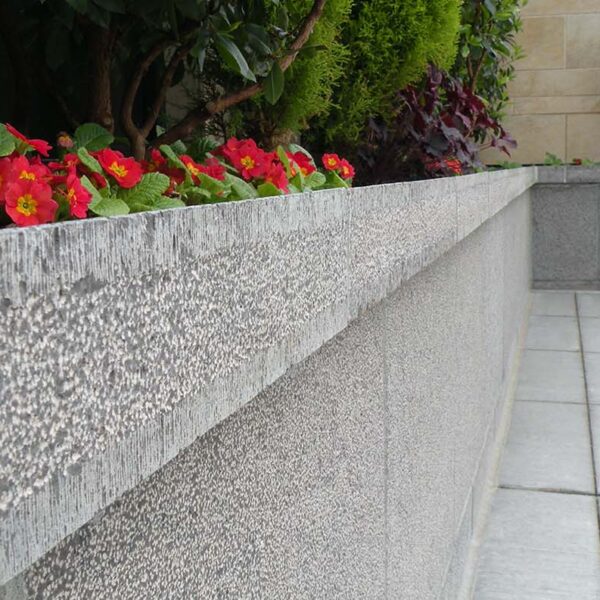 Aljoya House With Turtleshell Limestone Wall Caps and Wall Cladding with Lychee Finish