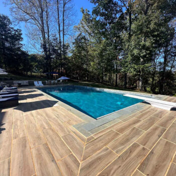 HDG Legno Wood Look Walnut Brown Pool Surround Application