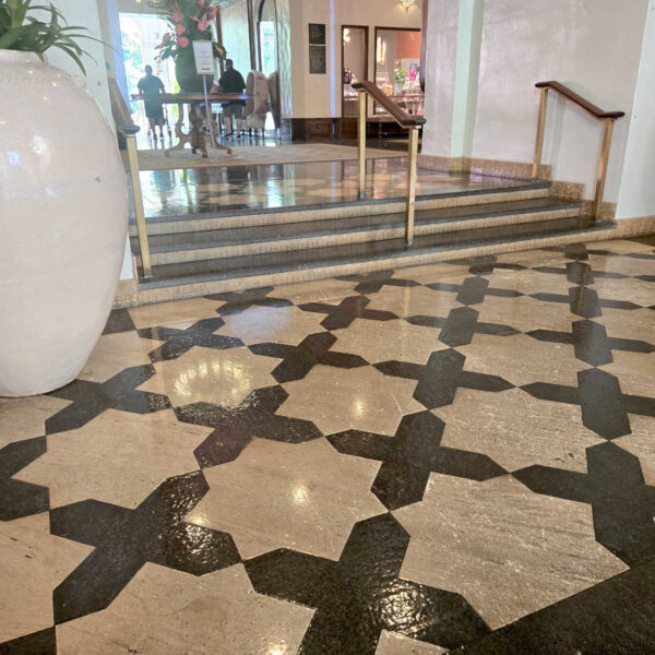 Polished Natural Stone and Steps Entering the Royal Hawaiian Hotel