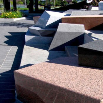 Athens Red Granite at Kirkland Transit Center Alongside Other Granite and Basalt.