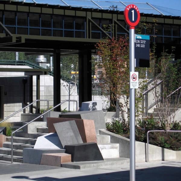 Bus Bay with Granite Blocks Ready for Sitting