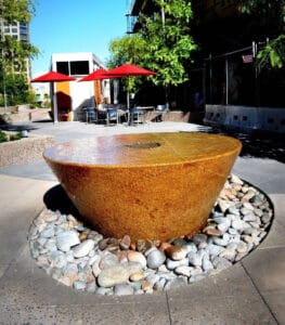 Inverted and Truncated Conical Granite Water Feature Fountain at CityScape