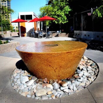 Inverted and Truncated Conical Granite Water Feature Fountain at CityScape