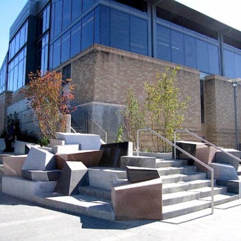 Kirkland Transit Center Granite Blocks with Building in Background