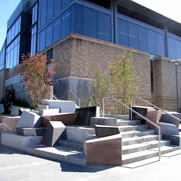 Kirkland Transit Center Granite Blocks with Building in Background