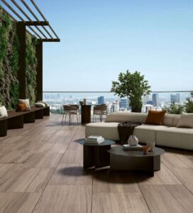 HDG Aged Pine Wood Look Porcelain Paver on Rooftop Deck