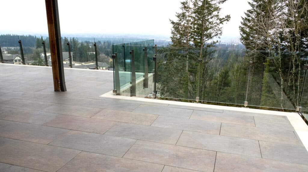 Outdoor Porcelain Paving at Winery Elevated Rooftop Deck Over Buzon Pedestals