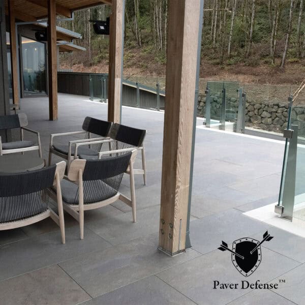 Paver Defense Solutions on HDG Building Materials Kaia Blue Porcelain Pavers Rooftop Terrace