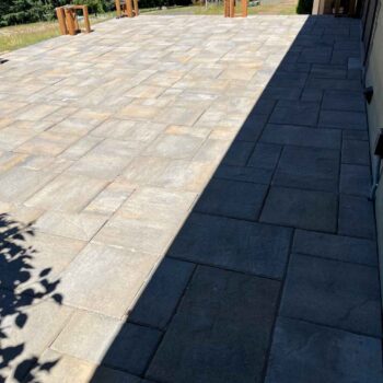 HDG Silca Grate Stone Deck Installation with Concrete Pavers Before Rails