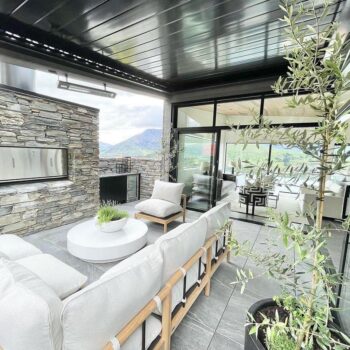 Outdoor Living Room Built Over Stone Deck System