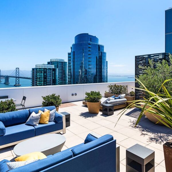 24x24 inch porcelain pavers with Buzon pedestal paver system on rooftop deck