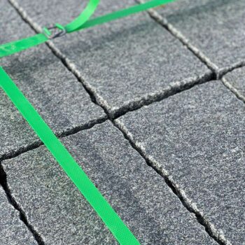 Black Sea Blue Granite with a flamed finish providing an anti-slip surface for wet or snowy conditions.