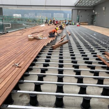 Pedestal Deck System with Buzon Pedestals Aluminum Joists and Board Decking