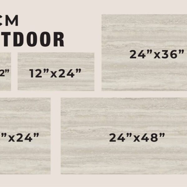 HDG Listo White Outdoor Porcelain Collection Sizes
