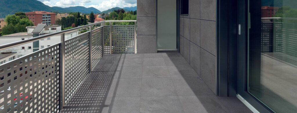 Outdoor Living Terrace with Mod Moon 24x24-inch 2CM Porcelain Pavers