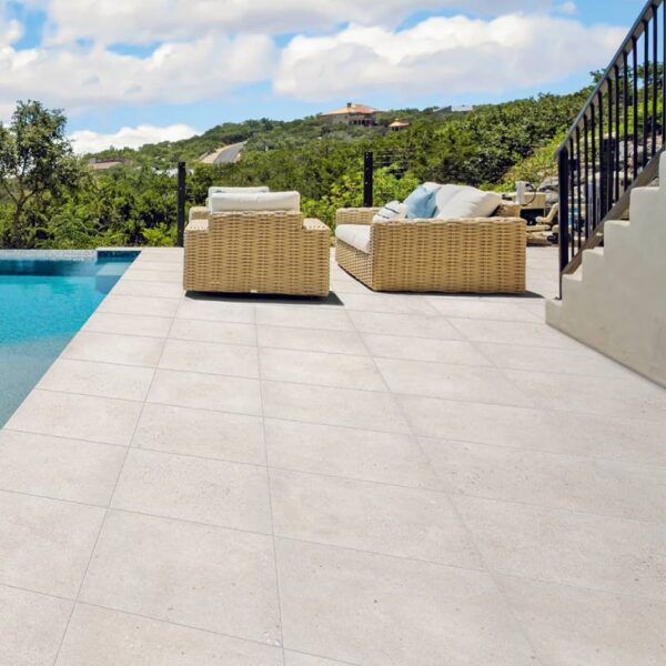 Pool Deck Surround with Mod Cloud 24x24-inch 2CM Porcelain Pavers Matte Grip Finish
