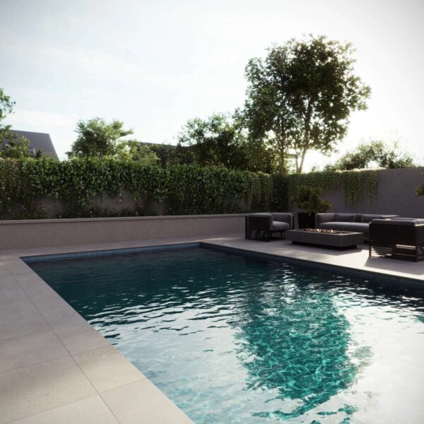 Pool Surround and Facade with Mod Clay 24x24-inch 2CM Porcelain Pavers