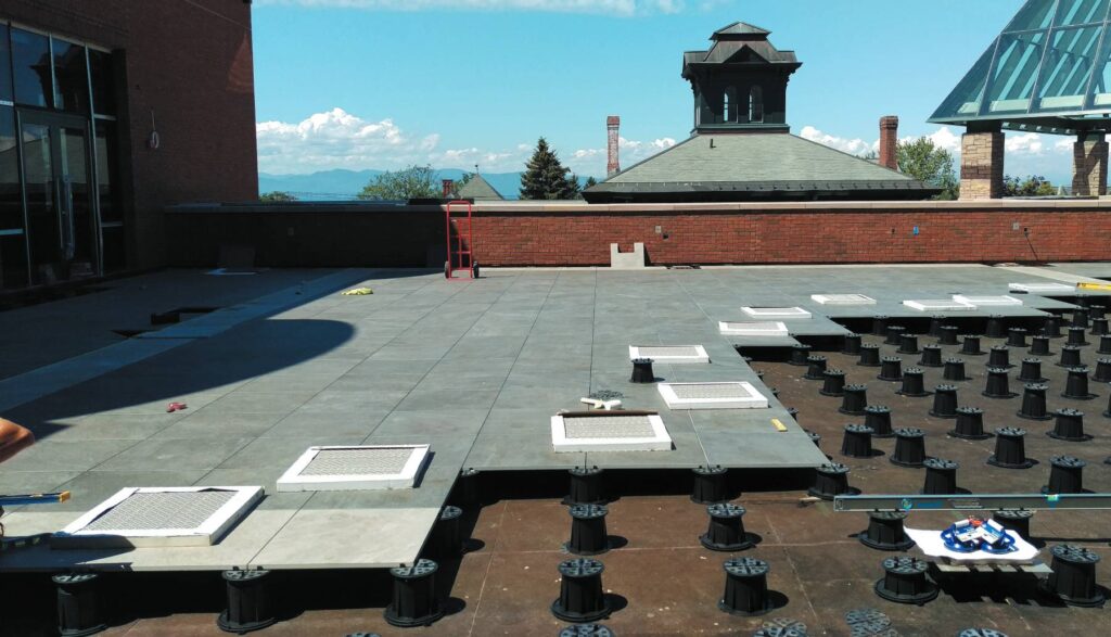 Porcelain Pavers Over PB Series Pedestals on Champlain College Rooftop Deck