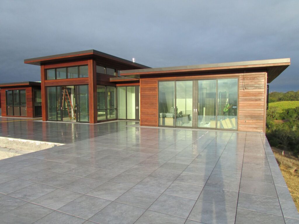 Porcelain paver pool surround at a luxury residence in Geyserville, California.